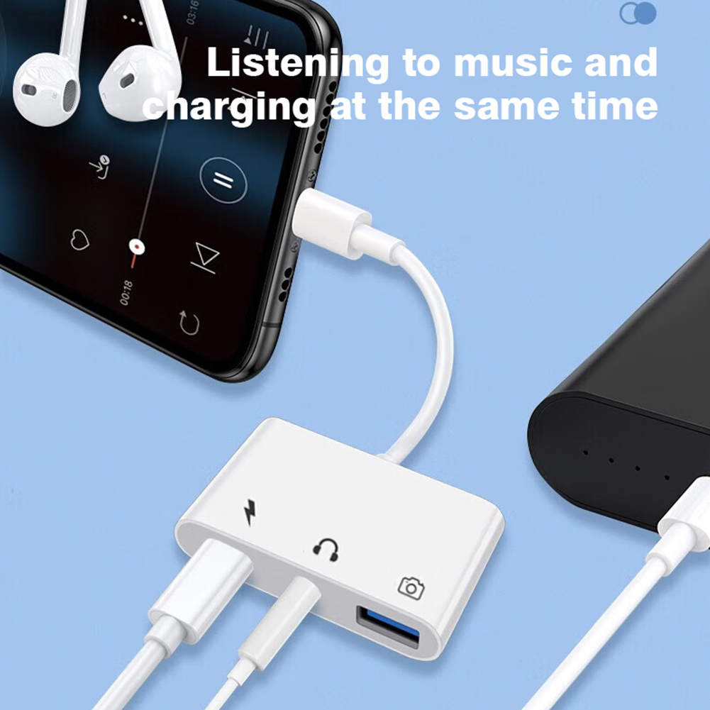 Adaptador 3 em 1 Lightning par - Transmission Jack Adapter avaliação e preço