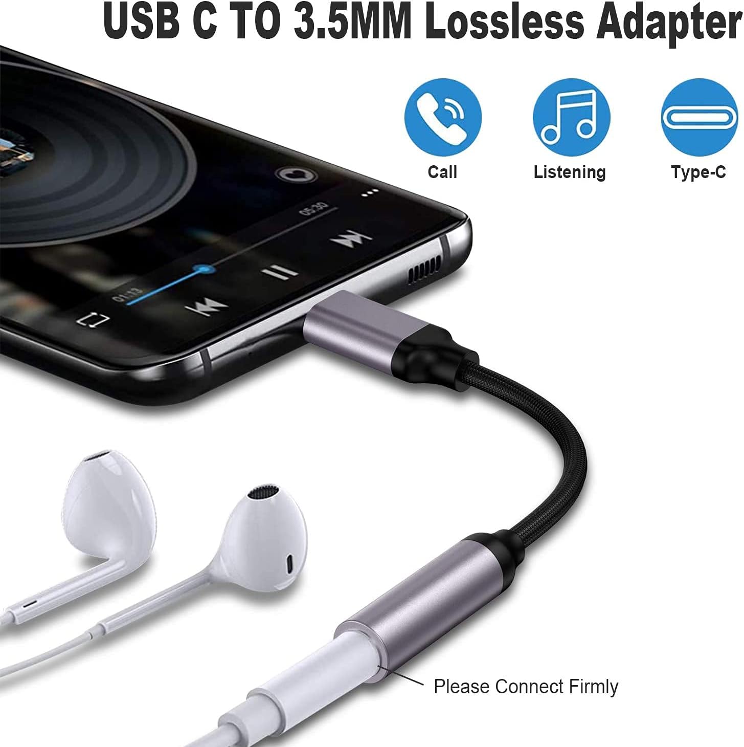 USB Tipo C para 3.5mm Aux Adap - Transmission Jack Adapter avaliação e preço